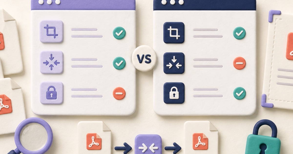 Illustrated comparison of two abstract PDF toolkits with workflow checks