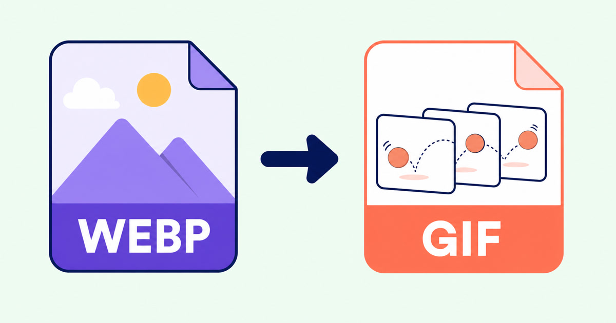 Illustrated WebP image transforming into a multi-frame GIF animation